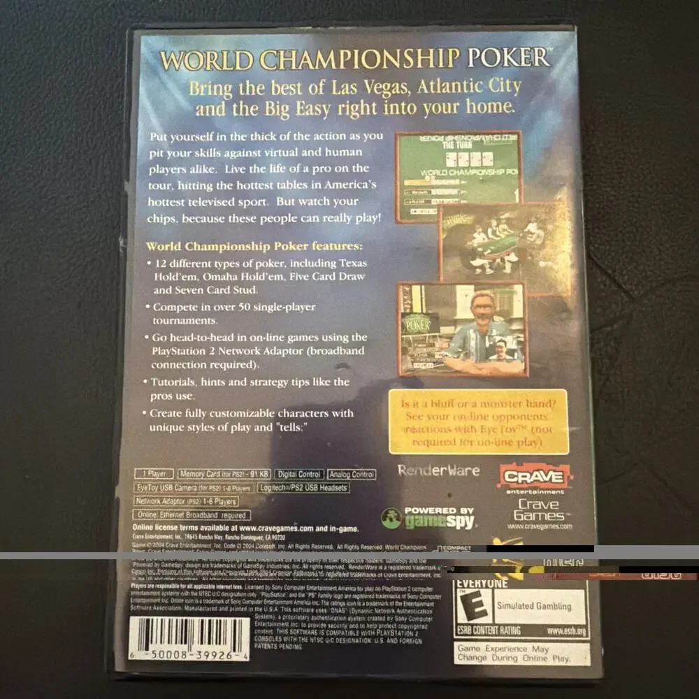 World Championship Poker (Sony PlayStation 2,‎ 2004) Complete in Box Tested